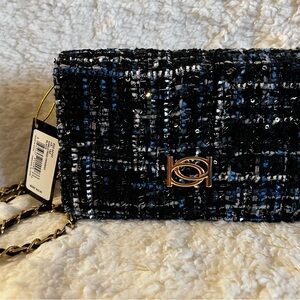 Bebe Black and Blue Tweed Women's Bag